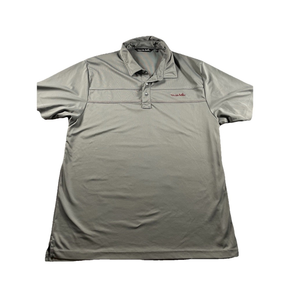 Travis Mathew Golf Shirt Size 2XL Logo Gray Red Stitching Short Sleeve